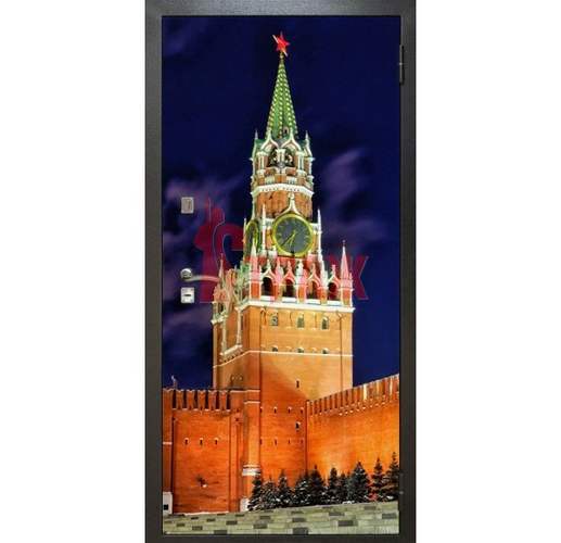 дверь металлическая с фотоизображением Спасской башни