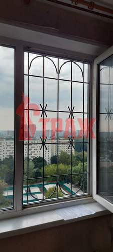 решетка на окно последнего этажа, цвет серый, эскиз звёзды в два ряда фото 1