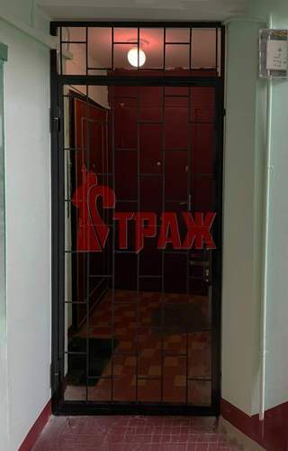 решетчатая стальная дверь черного цвета